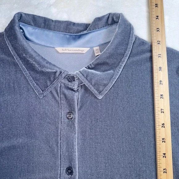 Soft Surroundings Velvet Boyfriend Tunic Button Down Shirt 3X Loungewear EUC - Picture 8 of 9